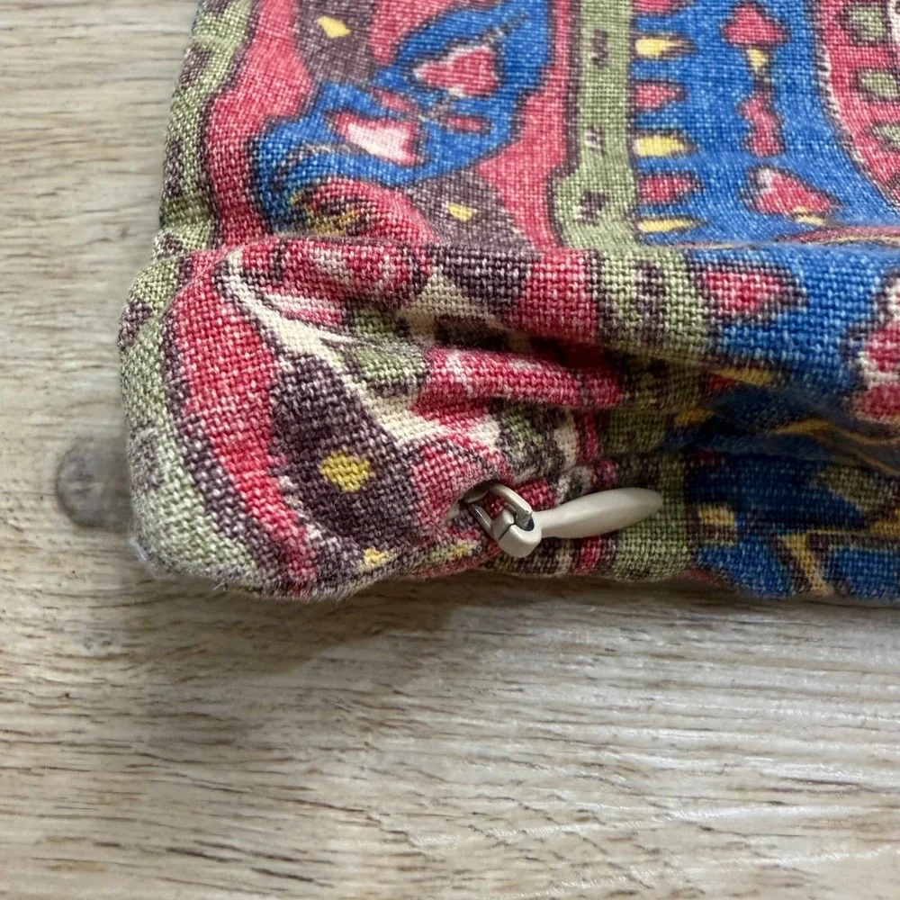 Pottery Barn Vintage Paisley Lumbar Pillow Covers Set of 2 Red Blue Cotton 16x26